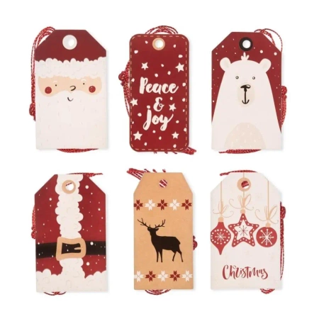 Zawieszki do prezentów ze sznurkiem Santa 24szt - Dalprint dpCraft