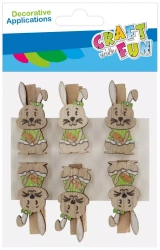 Drewniane Spinacze Zajączek 6szt. Wielkanoc Craft with Fun 531825
