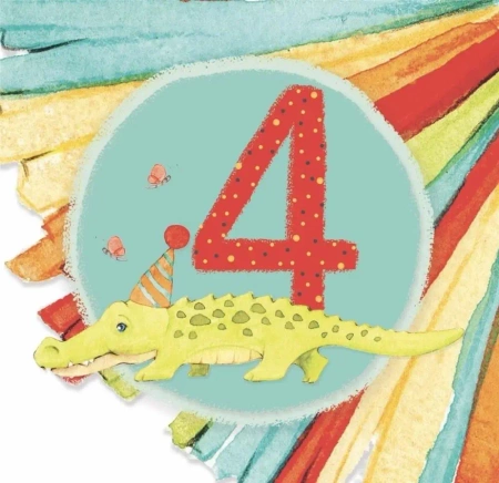 Karnet kwadrat CL4206_PO Urodziny 4 Chłopiec - Clear Creations