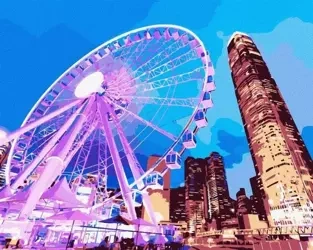 Malowanie po numerach - Hongkong nocą 40x50cm - Ideyka