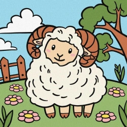 Malowanie po numerach - Baranek Kids 25x25cm - Ideyka
