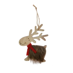 Drewniany renifer z futerkiem - Arpex
