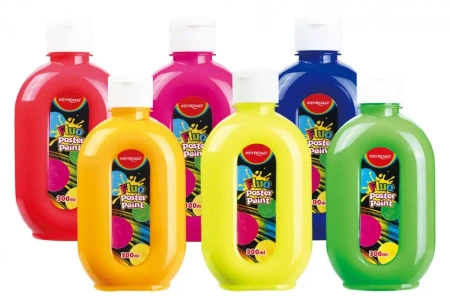 Farba plakatowa KEYROAD butelka 300ml 6 kolorów neonowych