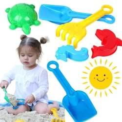 Zestaw zabawek Łopata + grabie + 3 foremki - Technok