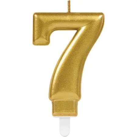 Świeczka cyferka 7 Sparkling Celebrations złota - Amscan