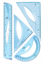 Zestaw geometryczny linijka 20cm niebieski - Tetis