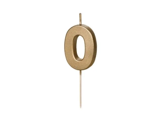 Świeczka urodzinowa 0 złota 4,5cm - PartyDeco