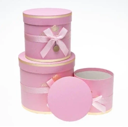 Pudełko Flower Box z kokardą 3szt c.róż ROZETTE