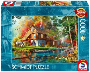 Puzzle PQ 1000 Młyn wodny piękną jesienią - Schmidt