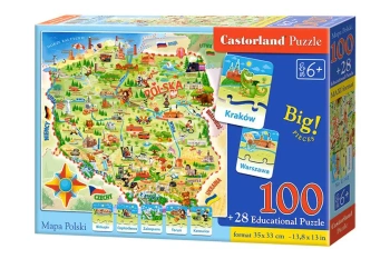 Puzzle 100+28 Mapa Polski CASTOR - Castorland