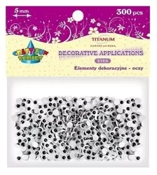 Oczy bez kleju i rzęs 5mm 300szt - Titanum