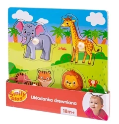 Układanka drewniana Zoo uchwyty - Smily Play
