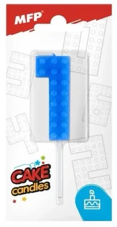Świeczka klocki cyfra 1 niebieska - MFP