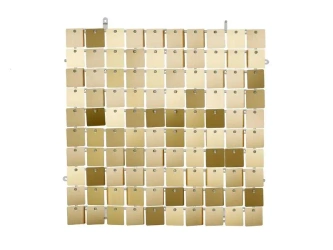 Panel cekinowy kwadraty jasny złoty 30x30cm - PartyDeco