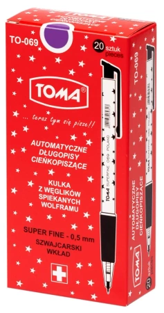 Paczka długopis automatyczny S-fine fioletowy 20 szt. - TOMA