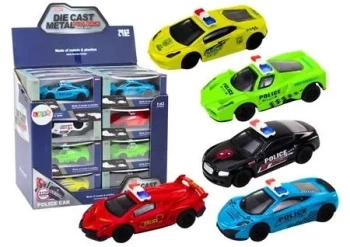 Autko resorak Policyjny 1:43 metalowy napęd MIX - Leantoys