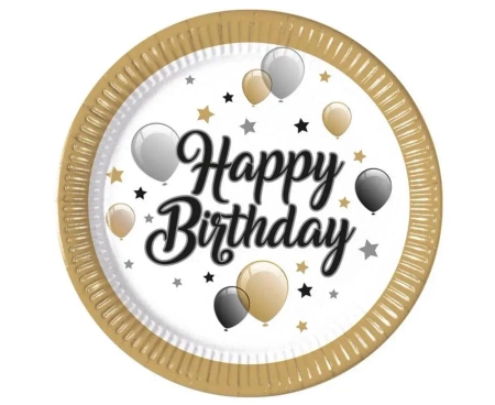 Talerzyki papierowe Happy Birthday 23cm 8szt - Godan