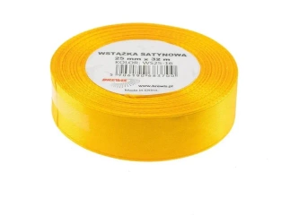 Wstążka satynowa żółty 25mmx32m - Brewis
