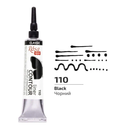 Farba aktylowa konturowa universal black 20ml - Rosa
