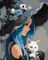 Malowanie po numerach - Dziewczyna z Białym Kotem - Ideyka