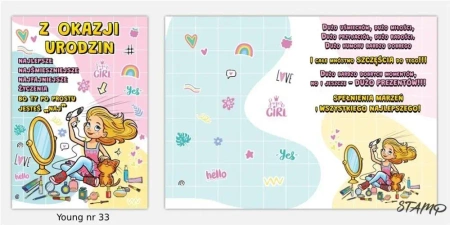 Karnet Young B6 + koperta wzór nr 33 Urodziny - Stamp