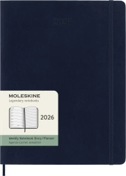 Kalendarz 2026 12M Moleskine XL tygodniowy miękka oprawa Sapphire blue 19x25cm