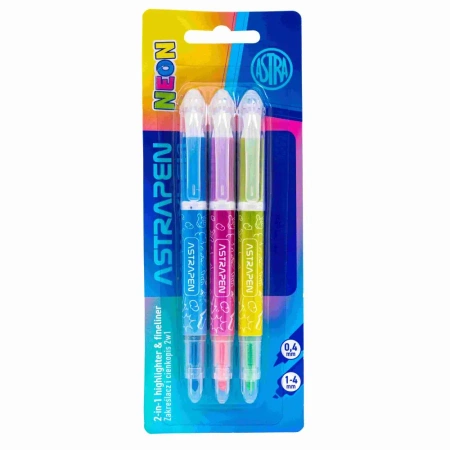 Zakreślacz i cienkopis 2w1 Astrapen neon 3 kolory - ASTRA art-pap