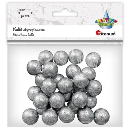 Kulki styropianowe 20mm 30szt srebrne - Titanum