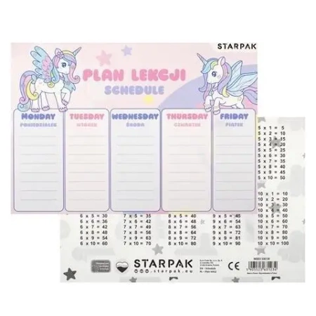 Plan Lekcji Tabl Mnoz A5 Unicorn Starpak Pba 25/750