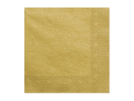 Serwetki trójwarstwowe złote 33x33cm 20szt - PartyDeco