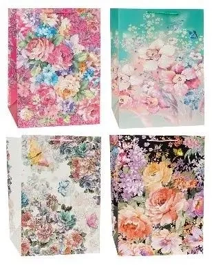 Torebka ozdobna 28x42x28cm szerokie dno mix - Rozette