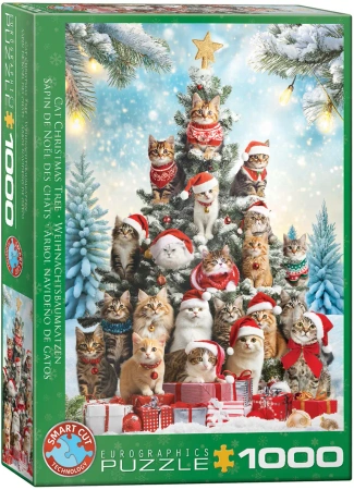 Puzzle 1000 Christmas Tree Cats 6000-6072 - Eurographics