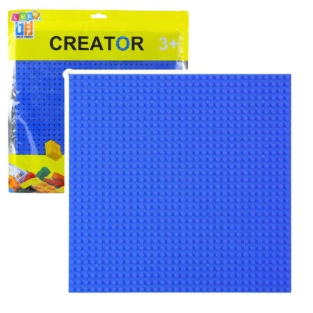 Płyta do budowania z klocków niebieska 25,5x25,5cm - Leantoys