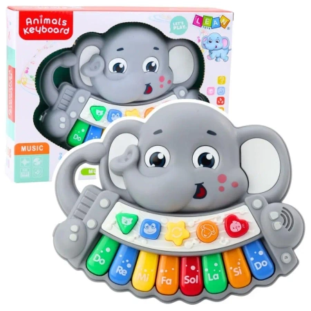 Pianinko interaktywne słonik szary - Leantoys