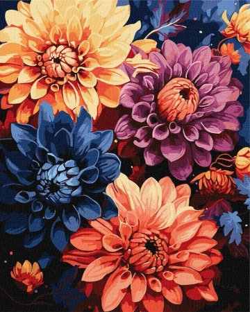 Malowanie po numerach - Kolorowe dalie 40x50cm - Ideyka