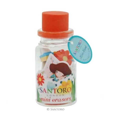 Mini gumki w szklanych butelkach ( czerwone ) - Santoro