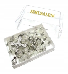 Różaniec jerozolimski bezbarwny w pudełku - Art Sacrum