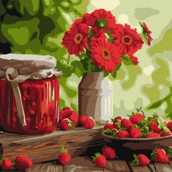 Malowanie po numerach - Dżem truskawkowy 40x40cm - Ideyka