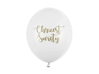 Balony 30cm Chrzest Święty Pastel Pure White 50szt - PartyDeco
