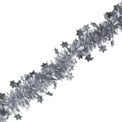 Łańcuch z gwiazdkami/ śnieżynkami srebrny 200cm - Arpex