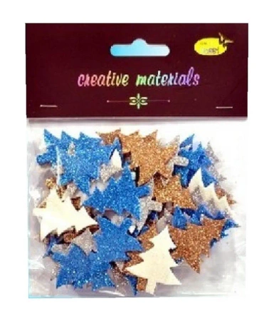 Choinki z pianki brokatowej kolorowe 60szt - Galeria Hobby