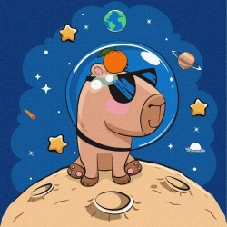 Malowanie po numerach - Kapibara w kosmosie 30x30 - Ideyka