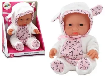 Lalka bobas białe ubranko 21cm - Leantoys
