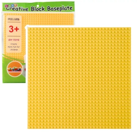 Płyta do budowania z klocków żółta 25,5x25,5cm - Leantoys