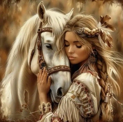 Diamentowa Mozaika Kobieta Indianka z koniem NO-2003075 - Norimpex