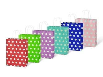 Torebka na prezent kraft 150x210x80 kropka mix - MFP