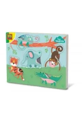 Puzzle drewniane ze zwierzętami do dotykania - SES
