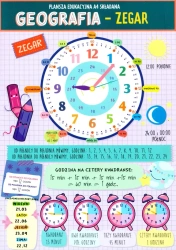 Karta edu składana j. geografia - zegar A4 - praca zbiorowa