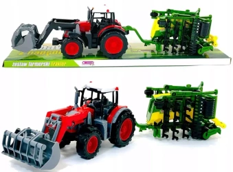 57cm TRAKTOR Z TUREM I NAPĘDEM + MASZYNA ROLNICZA BRONY ZĘBOWE 3834
