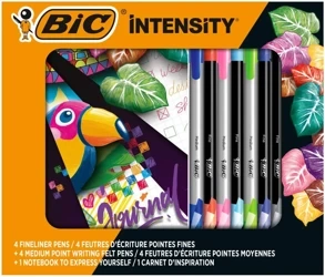 Zestaw piśmienniczy notes + cienkopisy 8 kolorów BIC Intensity